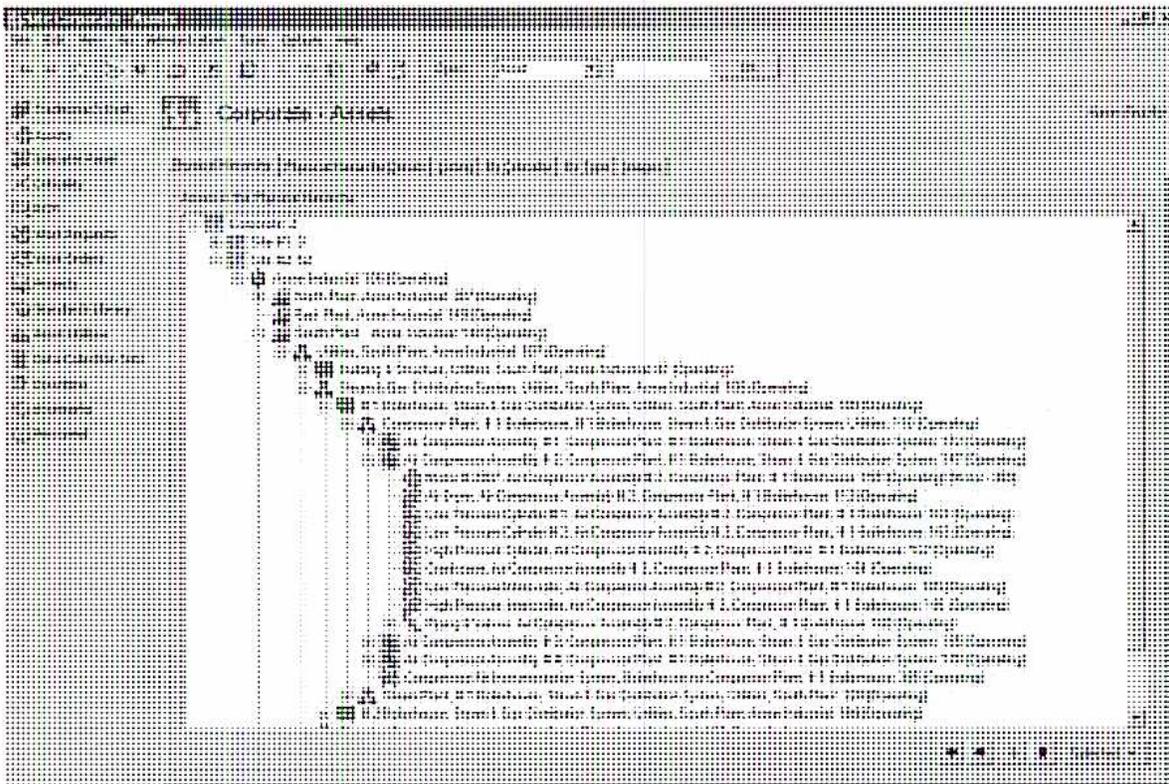 A screenshot of the Ivara EAM software interface showing an asset hierarchy tree. The tree structure is displayed on the left side of the screen, with various assets and sub-assets listed under expandable nodes. The main window area is mostly blank, showing only a small portion of the hierarchy at the bottom.