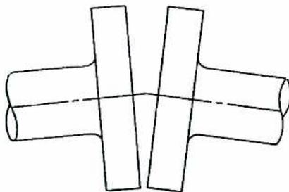 Diagram of two shafts with axes meeting but out of line.