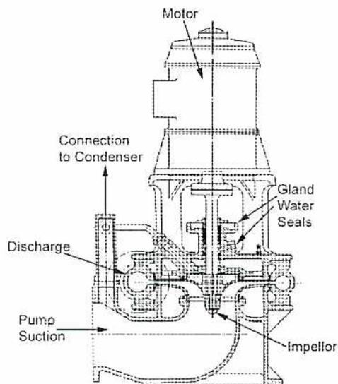 Cross-sectional diagram of a Parsons Single-Stage Vertical Pump.