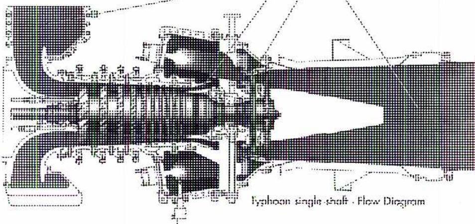 Flow diagram of the Alstom Typhoon single shaft gas turbine.