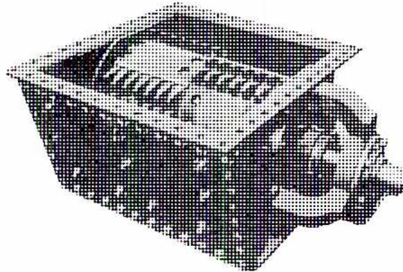 Figure 52: Bottom Ash Grinder. A perspective view of a rectangular metal container, the bottom ash grinder, which contains a series of horizontal, parallel metal bars or rods.