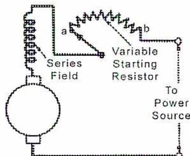 Circuit diagram for series motor speed control.